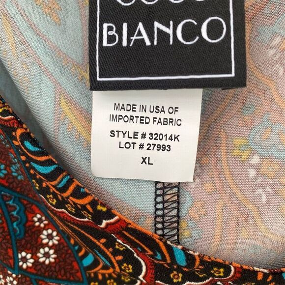 Coco Bianco Women's XL Multicolor Paisley Bell Sleeve Cold Shoulder Top - Picture 9 of 9